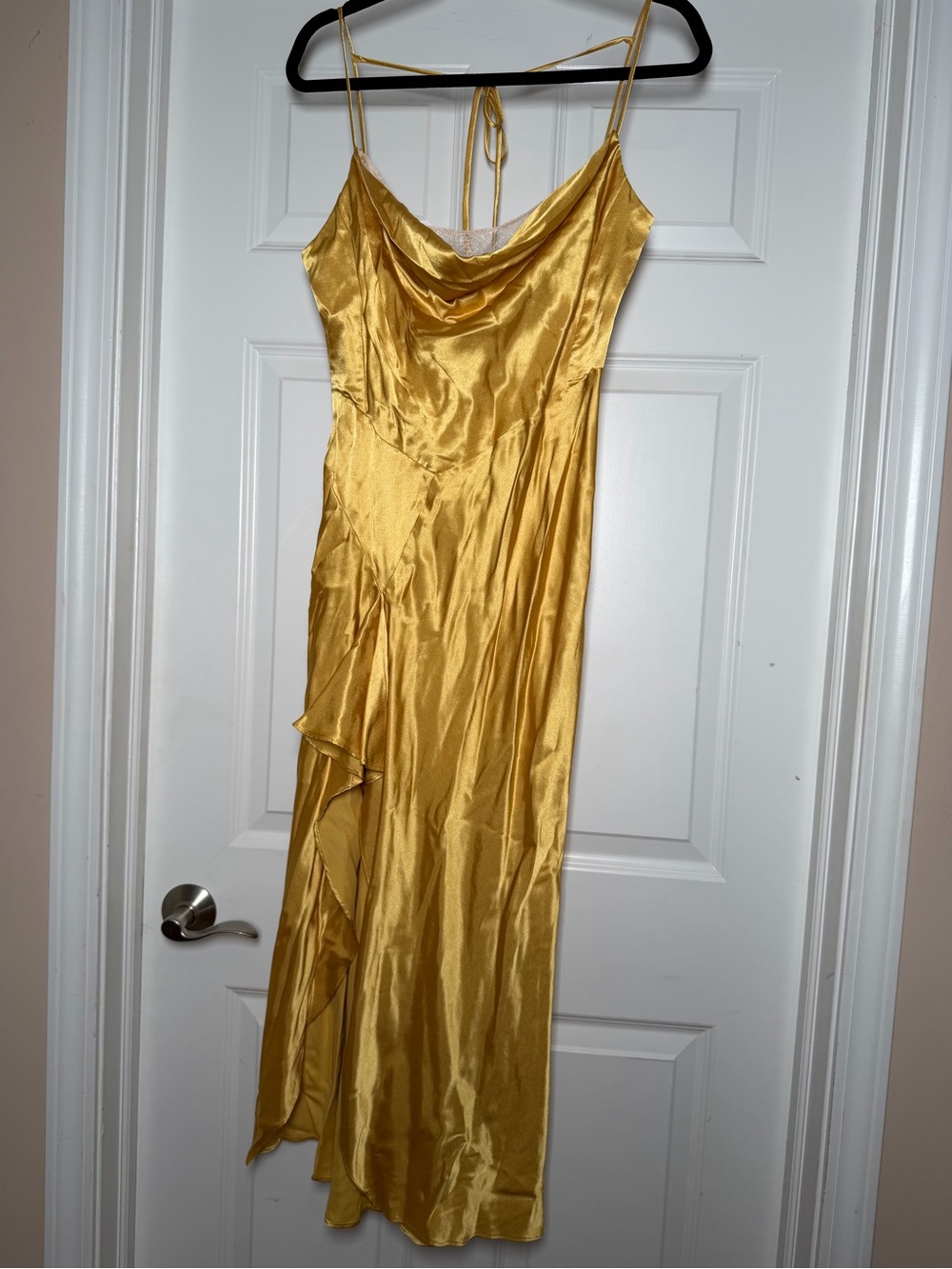 Topshop Gold Satin Midi Slip Dress